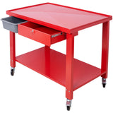 Transmission Teardown Work Station 1 / 2 Ton Capacity Sloping Drain Table Locking Drawer Removable Drain Basin Full-Width Lower Shelf Four 4" Caster Wheels