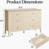 Modern 6 Drawer Fluted Dresser
