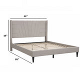 Eastern King Size Platform Bed, Upholstered Headboard - Light Brown