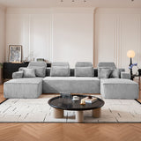 Sectional Sleeper Sofa & Storage Pockets, Modular Couch With Throw Pillows For Living Room