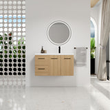 Wall Mounted Floating Bathroom Vanity With Sink, Door & Drawers Modular Cabinet