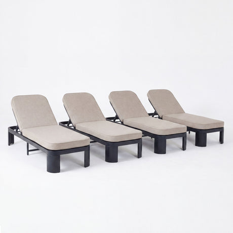 Outdoor Chaise Lounge With Cushion, 5 Position Adjustable Backrest