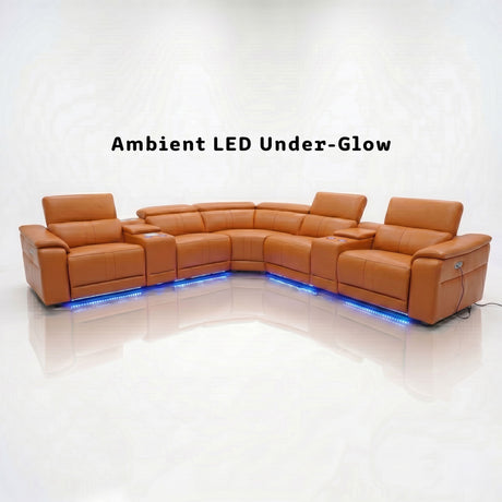 L - Shaped Recliner Sectional Sofa With Bluetooth Speakers, Wireless Charging, LED Lights