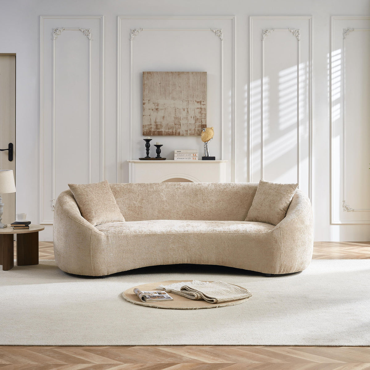 Curved 3 Seater Sofa, Long Living Room Couch