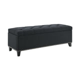 Button-Tufted Storage Ottoman With Safety Close Hinge
