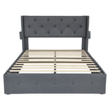 Bed With Gas Lift Storage, USB Ports