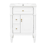 Freestanding Bathroom Vanity With Sink, Adjustable Shelf & Flip Drawer