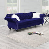 Upholstered Sofa Set With Crystal Tufted Seat And Nailhead Trim, 2 Piece Living Room Furniture - Indigo