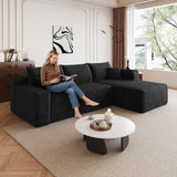 Cloud Sectional Sofa, Comfort U-Shaped Sofa For Living Room - Black