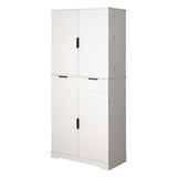 Fluted Kitchen Pantry Cabinet With 3 Keyboard Drawers & 6 Adjustable Door Shelves