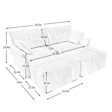 Sofa Set With Ottoman And Pillows, Textured, High Resilience Cushions