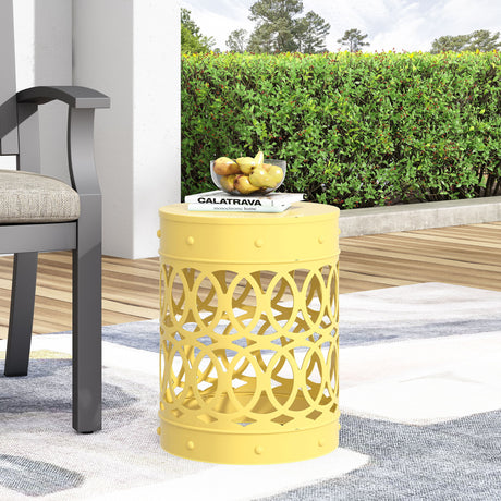 Outdoor Metal Large End Table, Modern Design