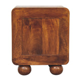 Open Woven Bedside Table, 1 Drawer - Chestnut