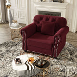 Upholstered Sofa With Nailhead Trim And Rolled Armrests
