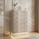 Flora - 5 Drawer Chest With Vertical Storage, LED Lighting - Champagne