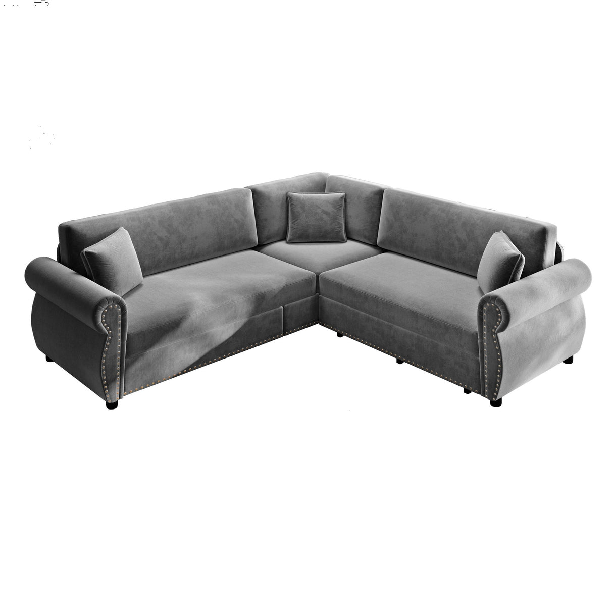 L-Shaped Sofa Couch With Pull-Out Bed