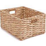 Storage Basket, Handwoven Twisted Weave Basket With Handles Shelf Organizer, Towel Storage, Living Room Storage - Light Brown
