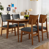 Dining Table Set For 4, Solid Wood Dining Table And Solid Wood Chairs, 5 Pieces Farmhouse Dining Table And 4 Upholstered Chairs - Brown / Gray