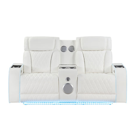 Electra - Power Reclining Loveseat With Power Headrests, Console, Speakers, Massage, LED Lighting And USB Control