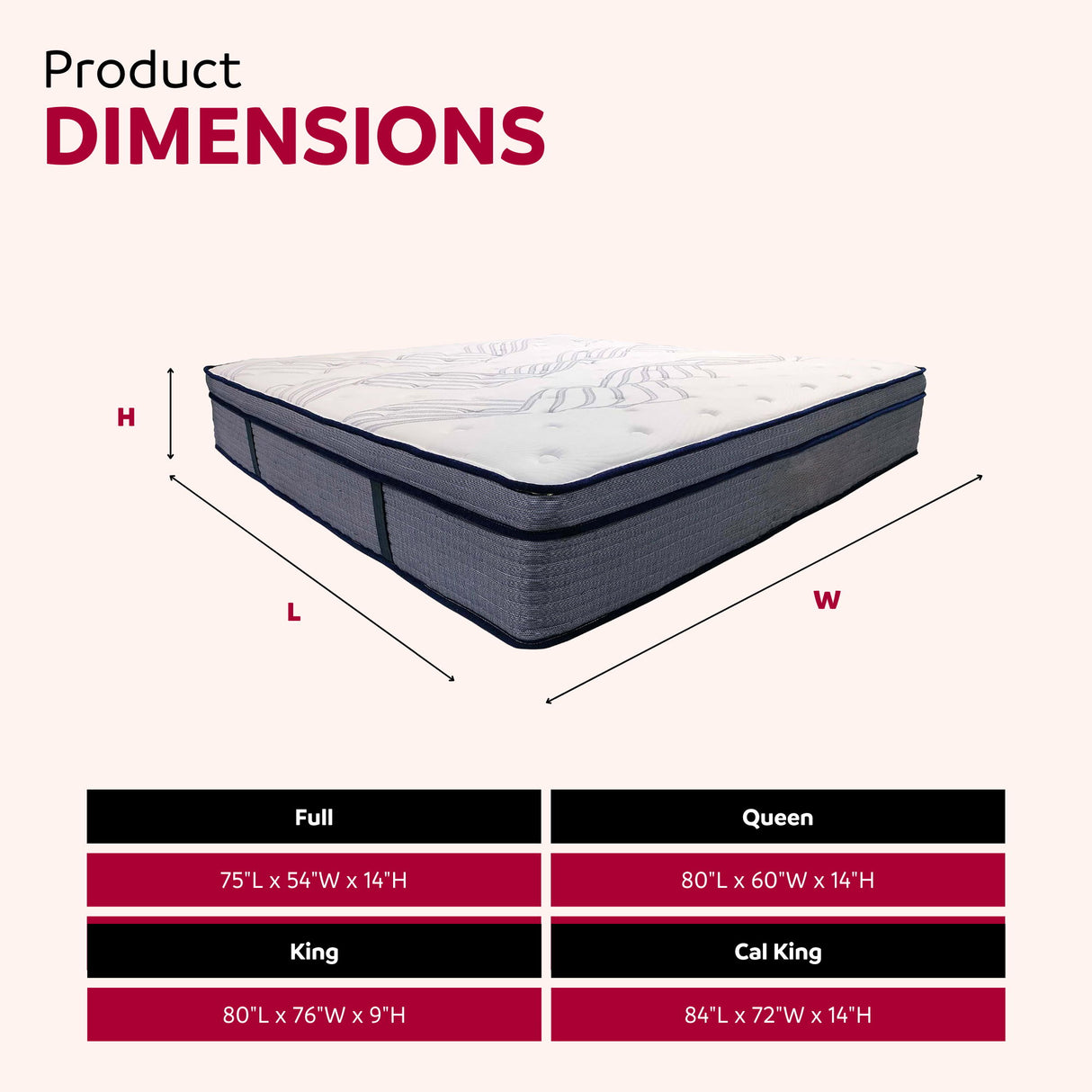 Hybrid Plush Foam Mattress, Soft Polyester Knit Cover, Multi Layer Foam Mattress - White / Gray - King