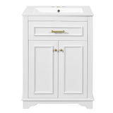 Bathroom Vanity With Integrated Sink, 2 Door Cabinet With Tip Out Drawer, Rectangular Design