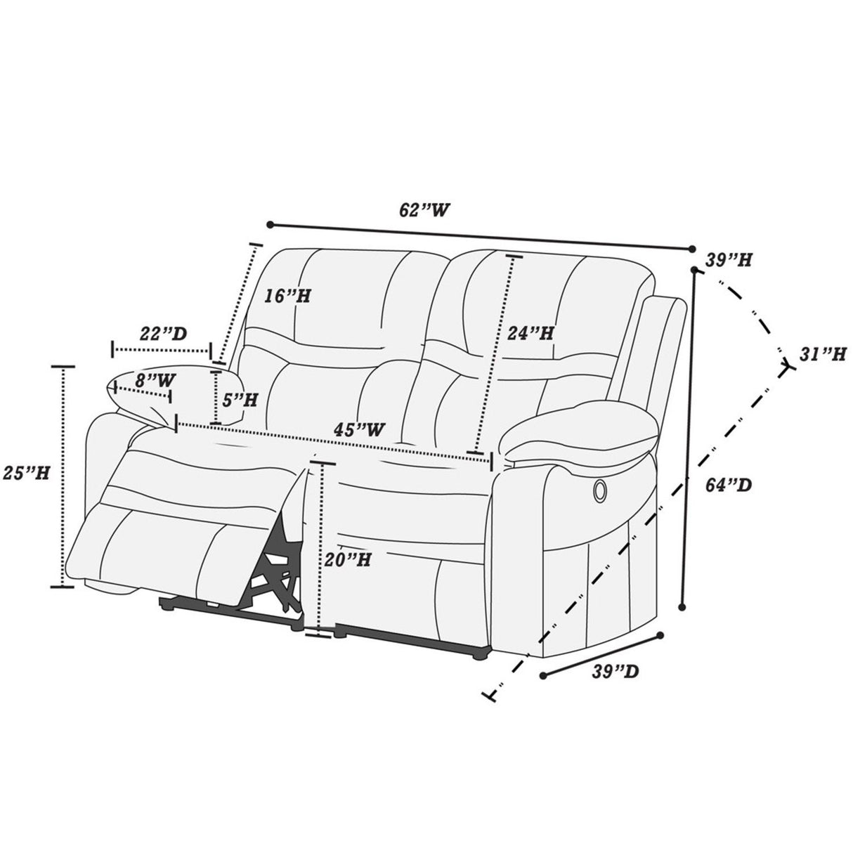 Modern Style Living Room Set With Pillow Arms