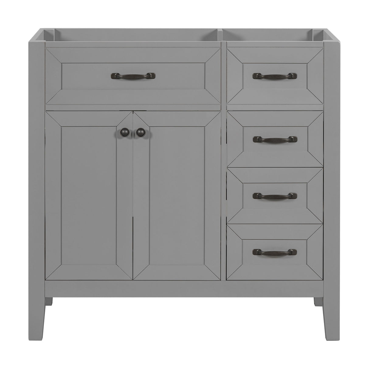 Modern Bathroom Vanity Base Only, 2 Doors And 3 Drawers