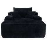 Convertible Chaise Lounge Chair & Wide Armrest & Throw Pillows - Black