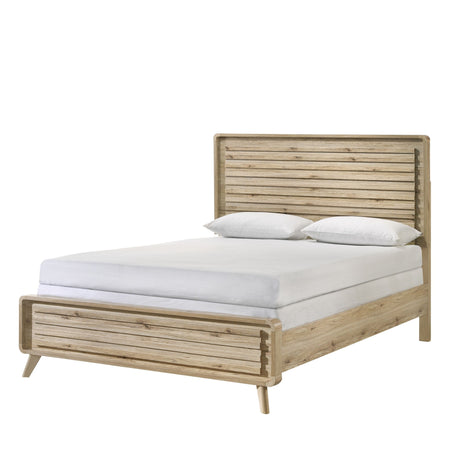 Panel Bed With Slatted Headboard And Footboard