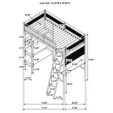William - Twin Loft Bed 3 Shelf With Built In Desk - Matte Black