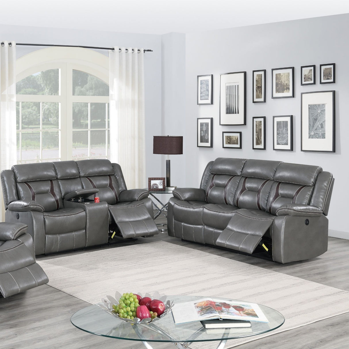 Living Room Set With Pillow Armrest And Tufted Backrest