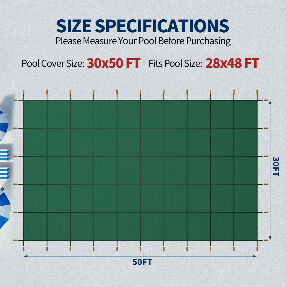 Swimming Pool Safety Cover For Rectangular Pools - Green