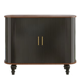 Fluted Liquor & Coffee Bar Cabinet With 6 Wine Racks And 3 Glass Holders