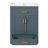 Modern Bathroom Vanity With Integrated Ceramic Sink, 2 Door Cabinet With Tip-Out Drawer