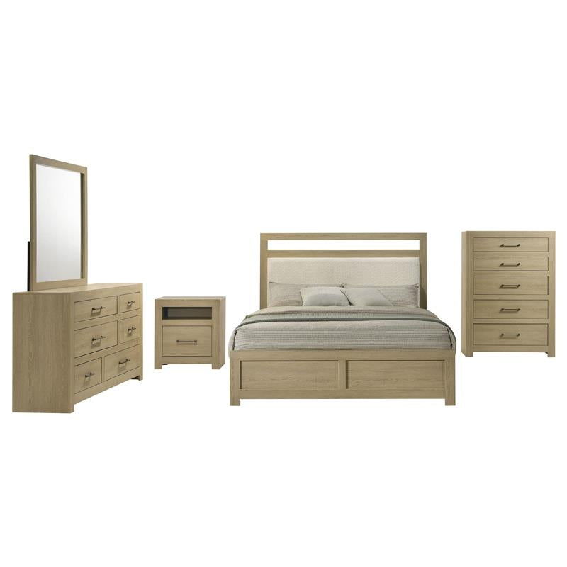 Hendricks Eastern King Panel Headboard Platform Bed Light Oak - 222651KE