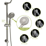 Shower System With 5 Function Rain Hand Shower And Slide Bar Combo