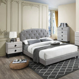 Button Tufted Bed With Nailhead Trim
