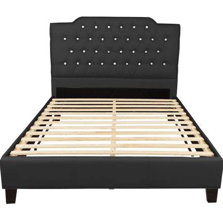 Modern Bed Frame With Tufted Upholstered Headboard