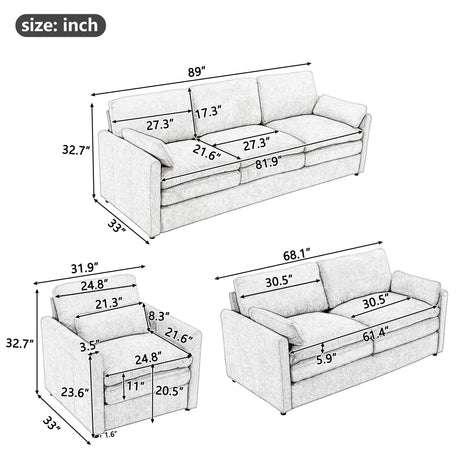 Cozy Upholstered Sofa Set For Living Room