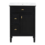 Bathroom Vanity With Sink, Flip Drawer, 2 Drawers, Adjustable Shelf
