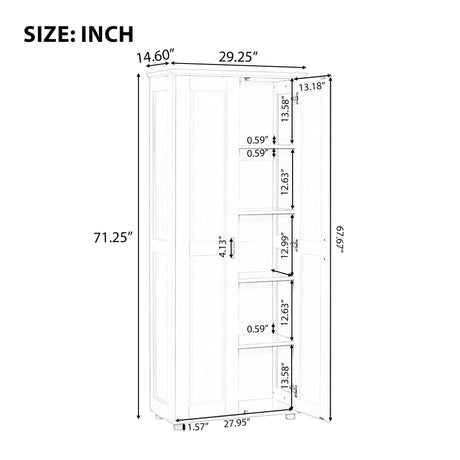 Storage Cabinet With Adjustable Shelves, 2 Doors, Rectangle Design For Bathroom
