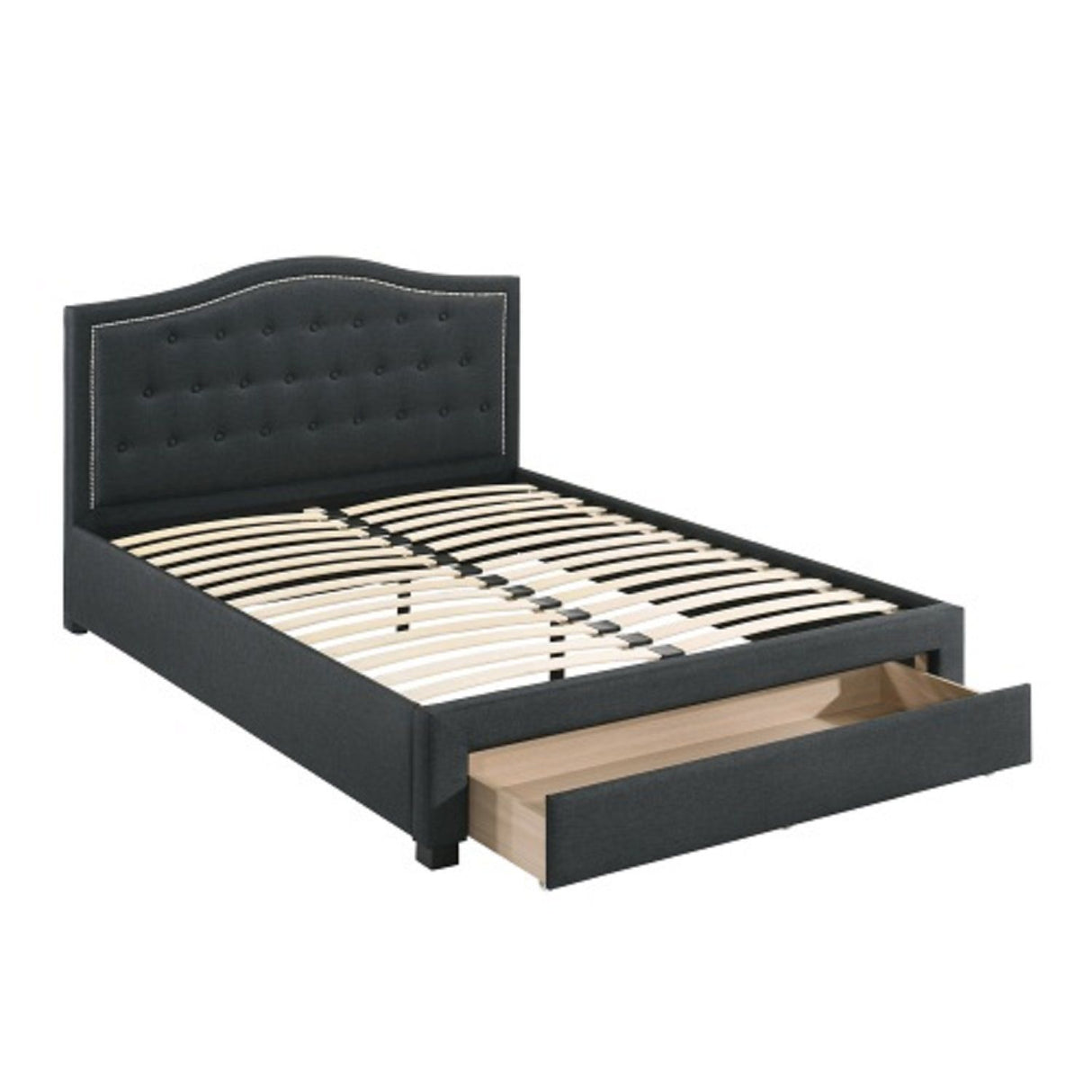 Modern Button Tufted Arch Headboard Bed With Storage Footboard