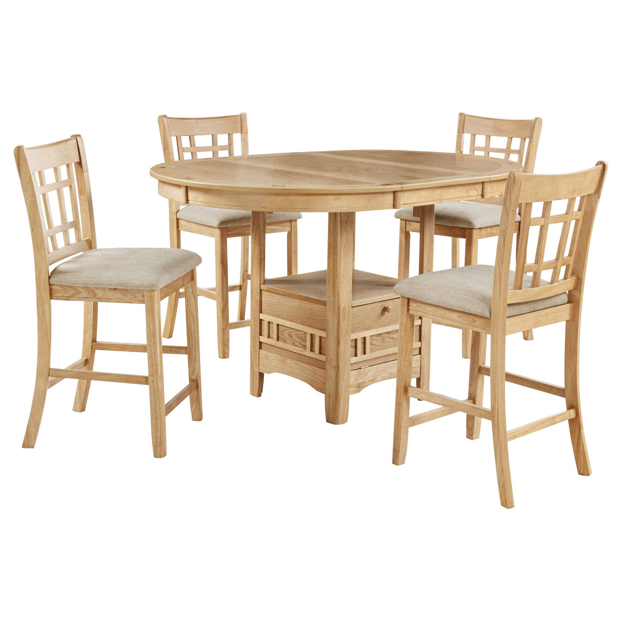 Davis - 5 Piece Oval Counter Height Dining Set With Expandable Table - Light Oak