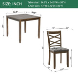 5 Piece Dining Table Set & 4 Chairs - Walnut