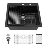 Quartz Kitchen Sink, Granite Composite, Drop In Sink With Durable Design