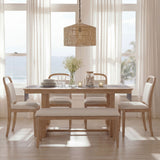 Farmhouse Dining Set With 4 Upholstered Chairs & 1 Bench