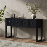Geometric Carved Console Table With 3 Soft Close Drawers