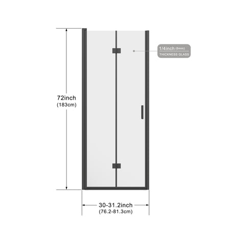 Bifold Frameless Shower Door With Tempered Clear Glass