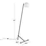 Eileen - Contemporary Floor Lamp - Nickel / White