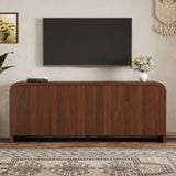 Curved Edge TV Stand With Large Cabinets
